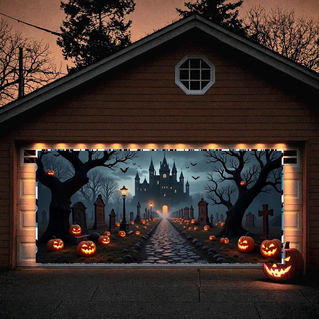 Haunted House Banner Dark Theme Halloween Banner Spooky Banner Outdoor Decor For Holiday Celebration Outdoor Decoration Event
