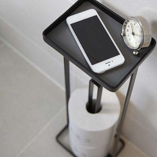Free Standing Toilet Paper Holder with Non-Slip Reinforced Base Large Capacity Easy Assembly Bathroom Toilet Paper Stand