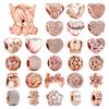 New Charms Sparkling Rose Gold Airplane, Globe & Suitcase Triple Heart Winged Angel Diy Jewelry Gift Fit Original Bracelet Beads