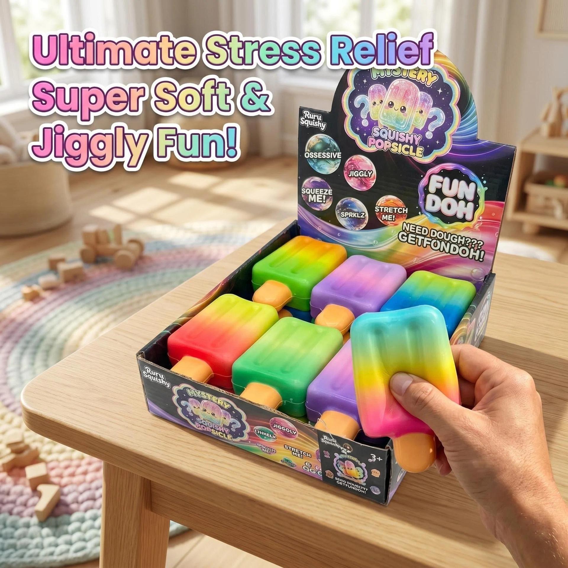New Ice Cream Ice Cream Tpr Pinch Le Decompression Decompression Toy Jelly Transparent Popsicle Box *2pcs