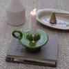 European Candle Ceramic Holder with Round Handle  Aromatherapy Candle Stand Seat,Burning Home Decoration Desktop Ornament