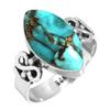 925 Sterling Silver Ring Women Gemstone Handmade Jewelry Halloween Gift Blue Green Purple Copper Turquoise Pearl Lapis Mother Of Pearl Victorian