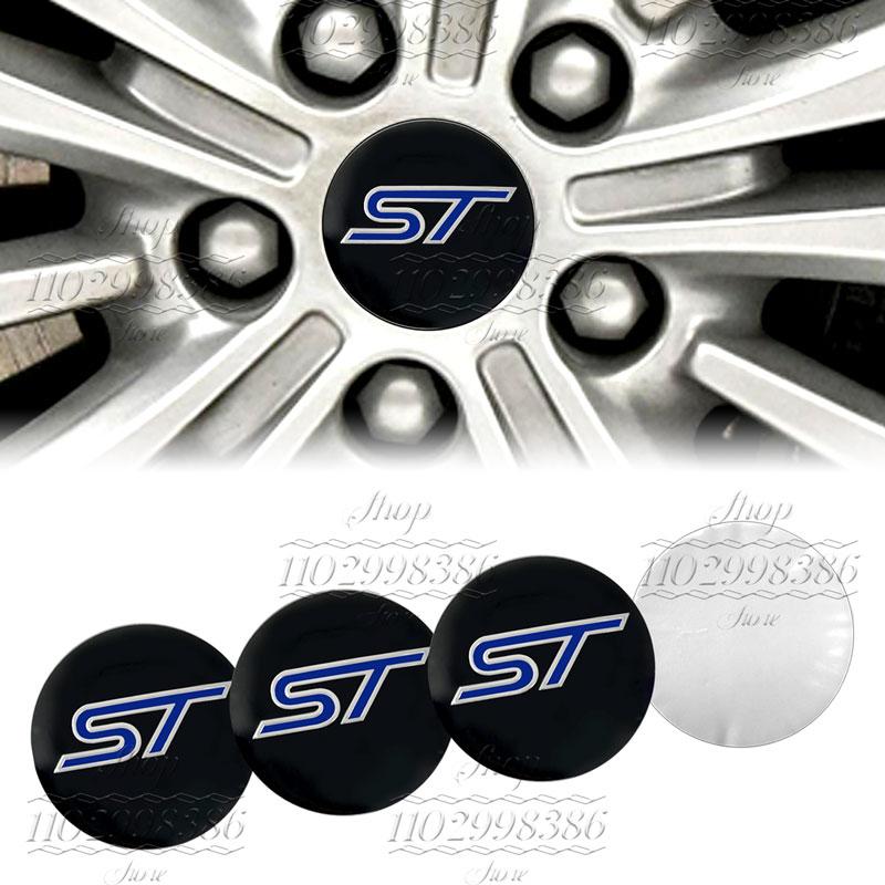 4Pcs Car Styling ST Emblem Wheel Center Hub Cover Sticker Rim Badge Accessories For Ford Focus Fiesta MK2 3 4 5 Kuga Mondeo Edge CVV1
