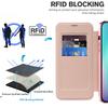For iPhone 15 Plus Leather Phone Case Compatible with MagSafe RFID Blocking Card Holder Electroplating Cover