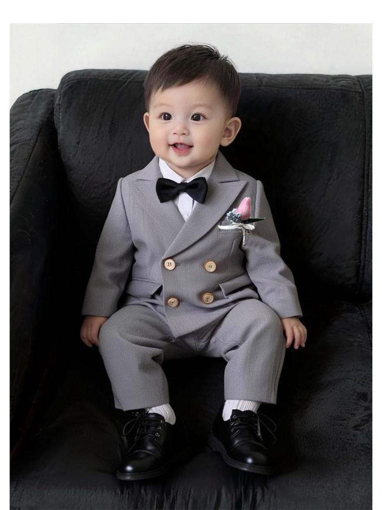 Jungen Anzug Frühling/Herbst: Erste Geburtstagsfeier Baby Formelle Kleidung, Britischer Stil Pageboy, Hochzeitsgast, Aufführungskostüm