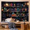 VIKAMA Witchcraft Bookshelf Tapestry Mystical Dark Magic Wall Hanging For Living Room Bedroom Guesthouse Decor Occult Fabric Art