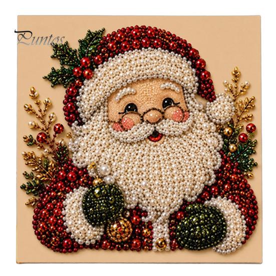 Handgefertigte Dekorationsornamente DIY Weihnachts-Perlenmalerei Kunst-Kit mit Holzrahmen, Basteln, Kranz-/Weihnachtsmann-Bastelsets zur Entspannung Claus/Weihnachten