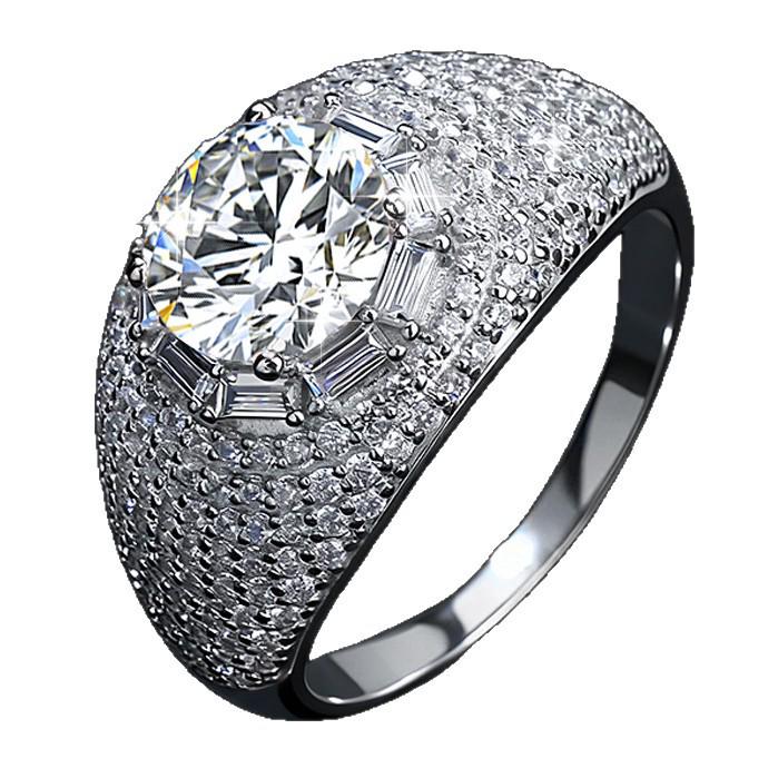 Bestseller 3 Karat Moissanit Hip-Hop Ring, S925 Silber, Trendiger Europäischer und Amerikanischer Stil