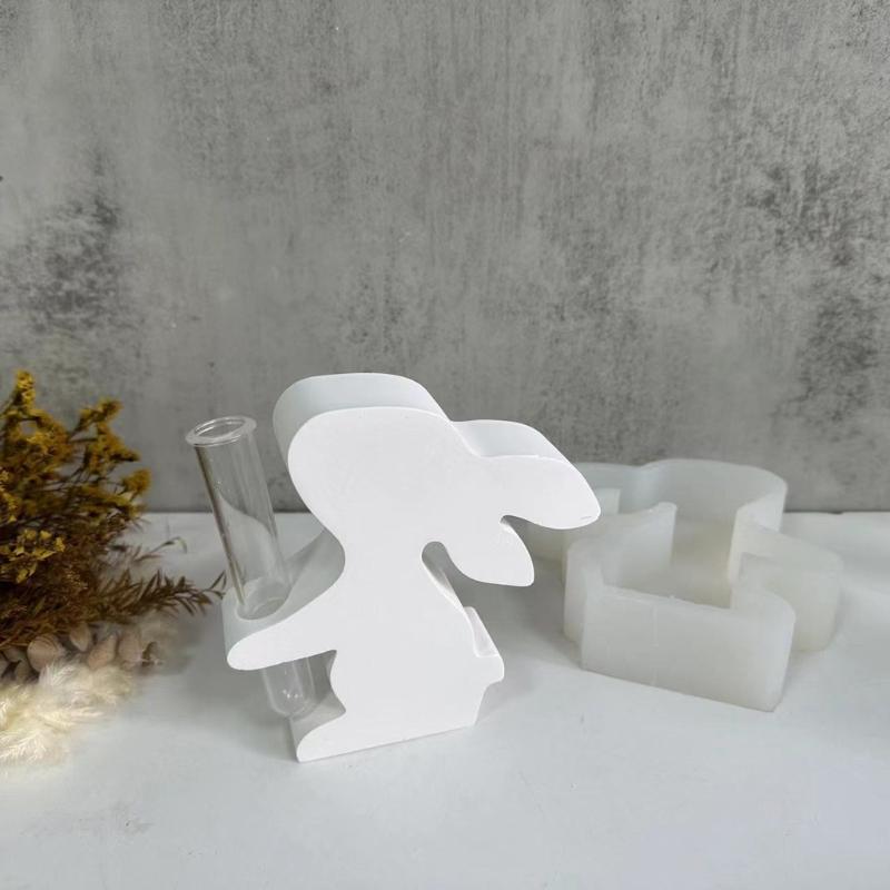 Easter Rabbit Flowerpot Vase Mold Hydroponic Plant Stand Silicone Mould Plaster Concrete Test Tube Flower Pots Molds Home