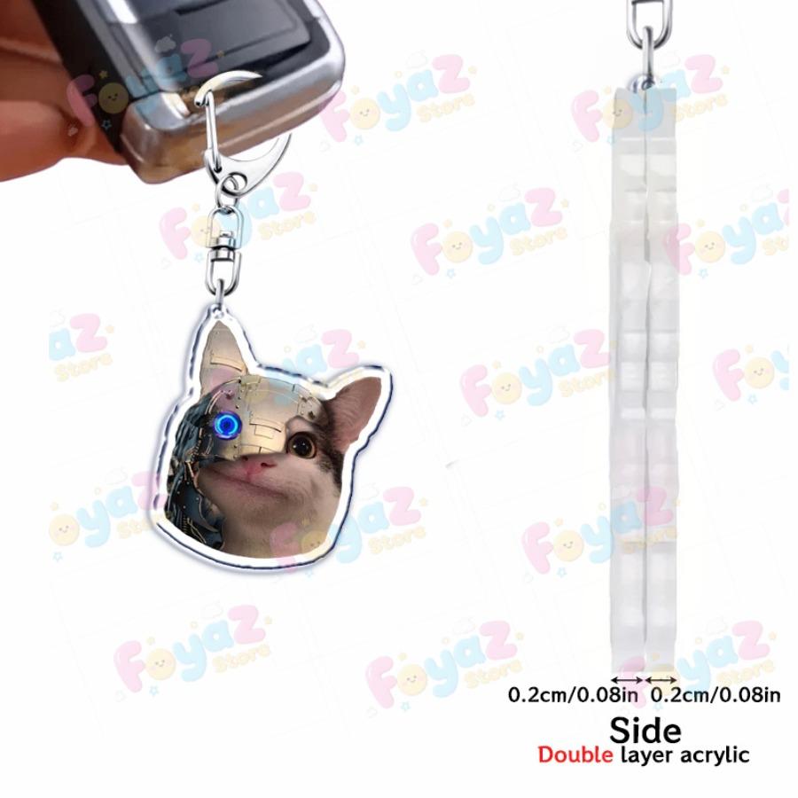 Funny Cute Cat Meme Keychain Accessories Bag Charms Cat Lover Animal Keychains Keyrings Jewelry Fans Cute Cartoon Freinds Gift