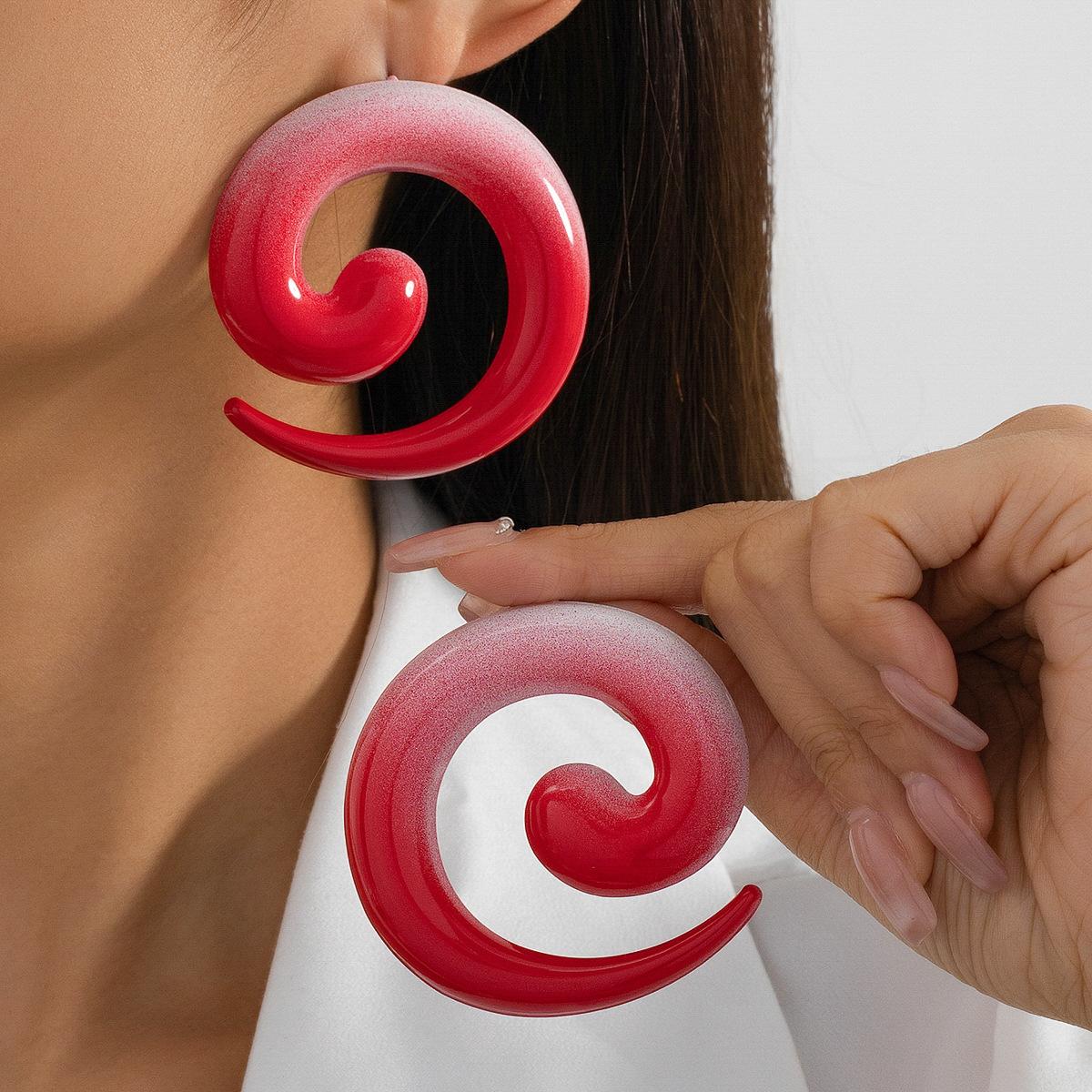 

Exaggerated geometric snail gradient spiral earrings for women червоний
