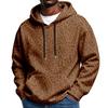 Men's Casual Leopard Print Hooded Sweatshirt Loose Crewneck Long Sleeve Top