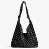 Sweet Polka Dot Tote Bag Spacious Bow Tie Handbag Travel Canvas Shoulder Bag  Daily Use