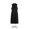 2025 Spring Women's Fashion Sleeveless Dress with Metal Buckle Details - European & American Style
