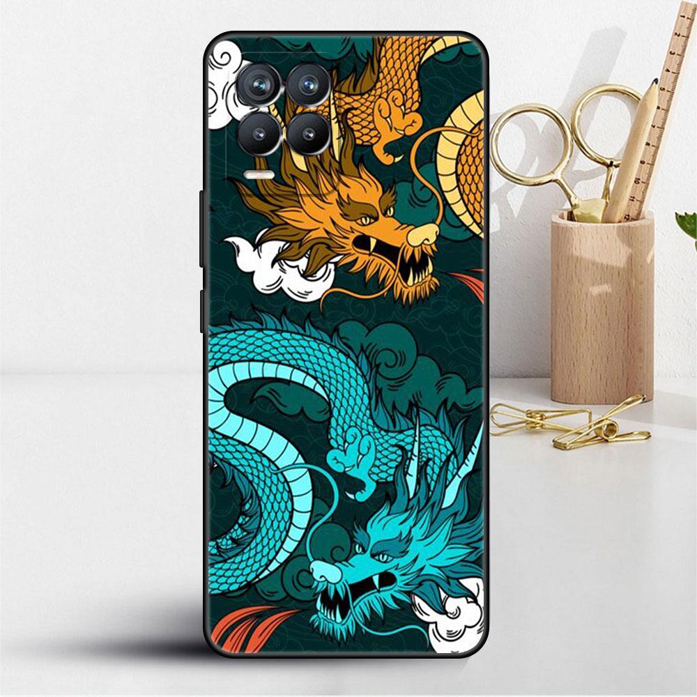 Case For Realme 8 C21y GT Neo 2 3 8i C21 7 C11 6 C12 C35 C3 GT 9 Pro C12 Silicone TPU Phone Cover Fashion Chinese Vintage Dragon