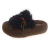 [Uncle Shoes] Lamb Lazy Autumn Fluffy Slippers Women's Outer Wear Cotton Slippers Thick Bottom Curly Hair Retro New One