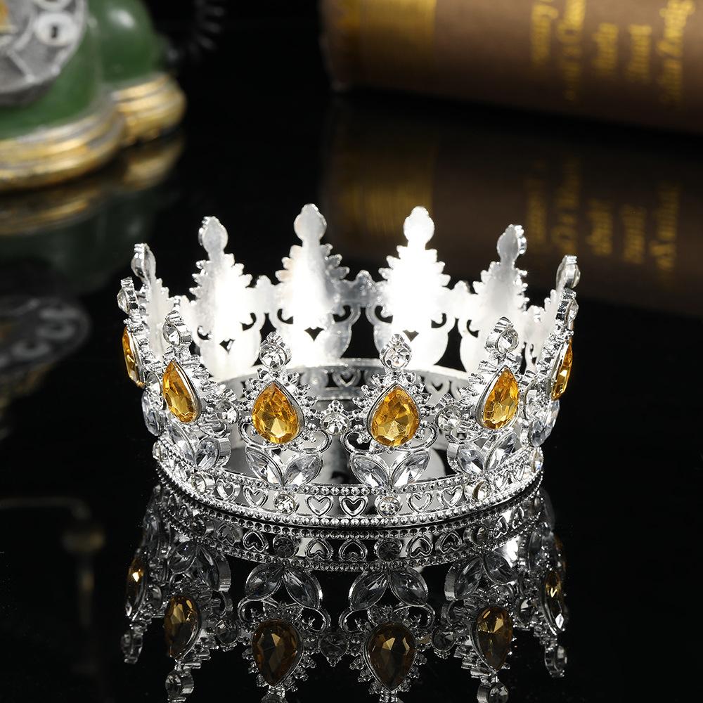 European and American Baroque Full Circle Crown Headwear Rhinestone Alloy Crown Hair Accessory