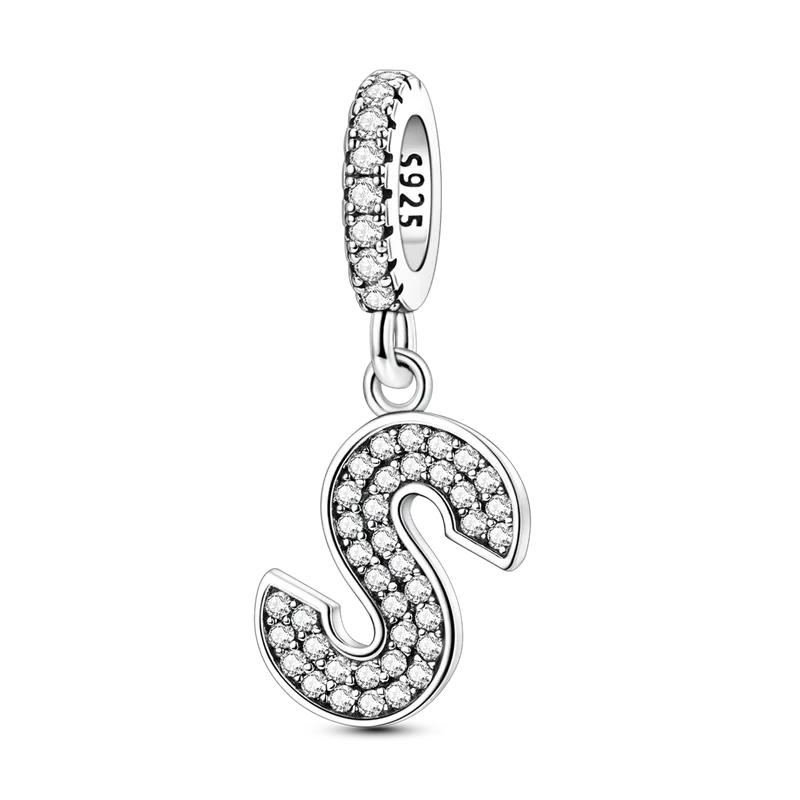Originale DIY A-Z Alphabet Anhänger Perle Kupfer Eingelegter Zirkon Liebesbriefe Dangle Schmuck Geschenk Passend für Armreif