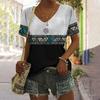 vintage women floral print t shirt short sleeve v neck tops comfortable t-shirts