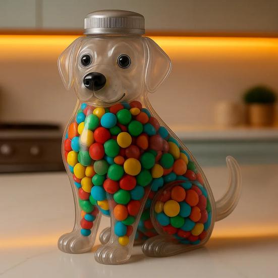 Animal-Shaped Candy Jar Airtight Storage Jar with Lid Cute Transparent Cat Dog Design Snack Jar for Kitchen Countertop Cabinet