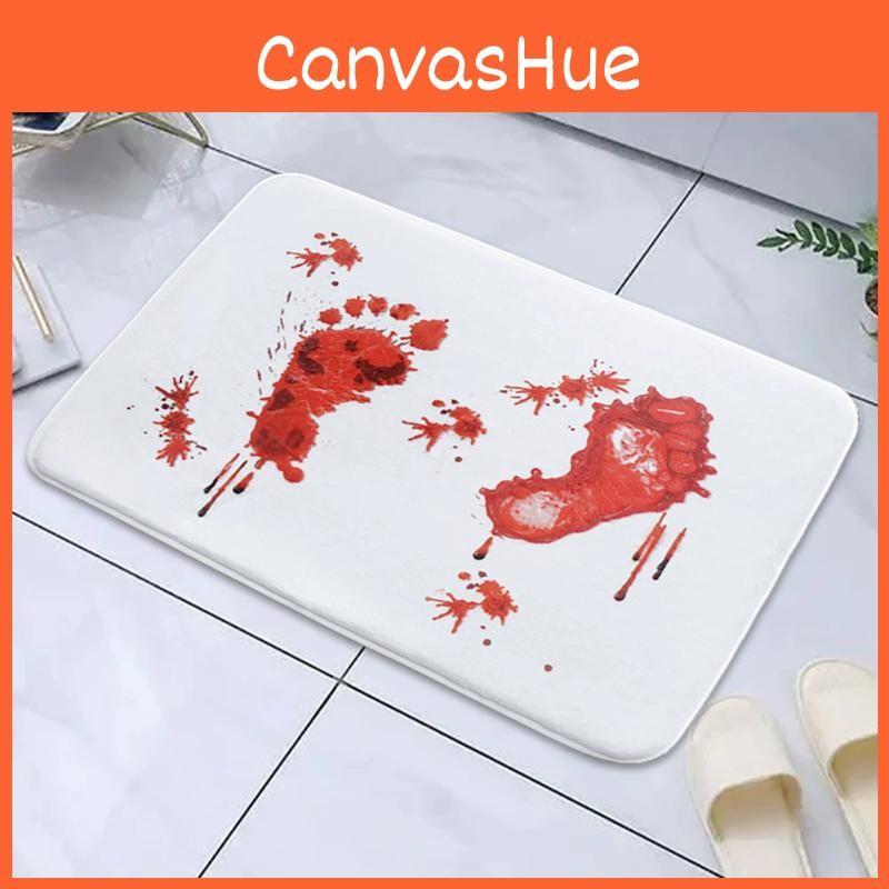 Footprint Pattern Blood Bathroom Door Mat Halloween Decorations Easy To Maintain
