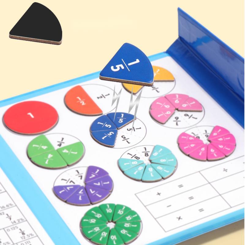 Fraction Learning Math Montessori Arithmetic Teaching Board Games Wooden Book Educational Toys For Children Party Game Christmas