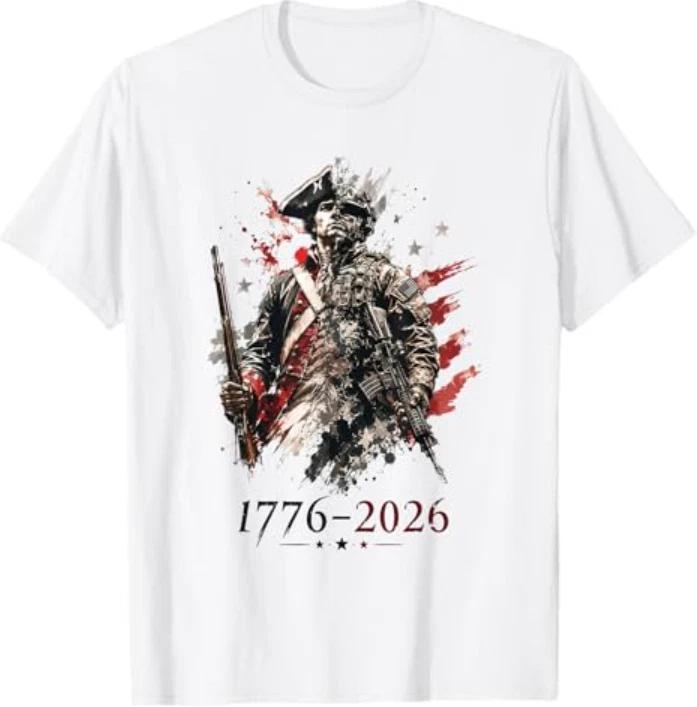 1776-2026 Patriotic Soldier 250th Anniversary 4th July T-Shirt M