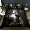 Poszewka na kołdrę z czaszką Złota korona Zestaw pościeli, Drukowana 3D Halloweenowa czaszka z dwiema pięknościami Zestaw poszewek na kołdrę, Poszewka na kołdrę z koroną