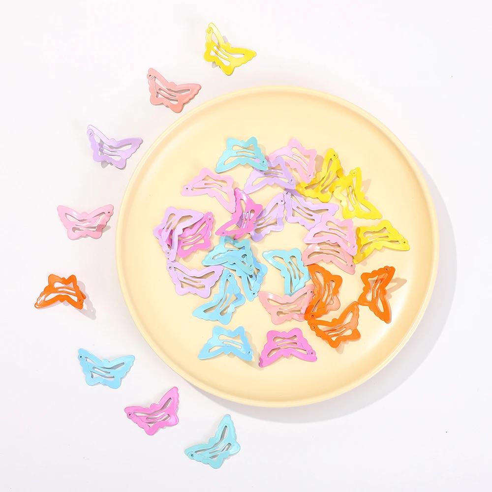 20Pcs/lot Solid Color Butterfly Hair Clips for Girls Y2k Hair Bangs BB Hairgripes Kids Lovely Boutique Headwear