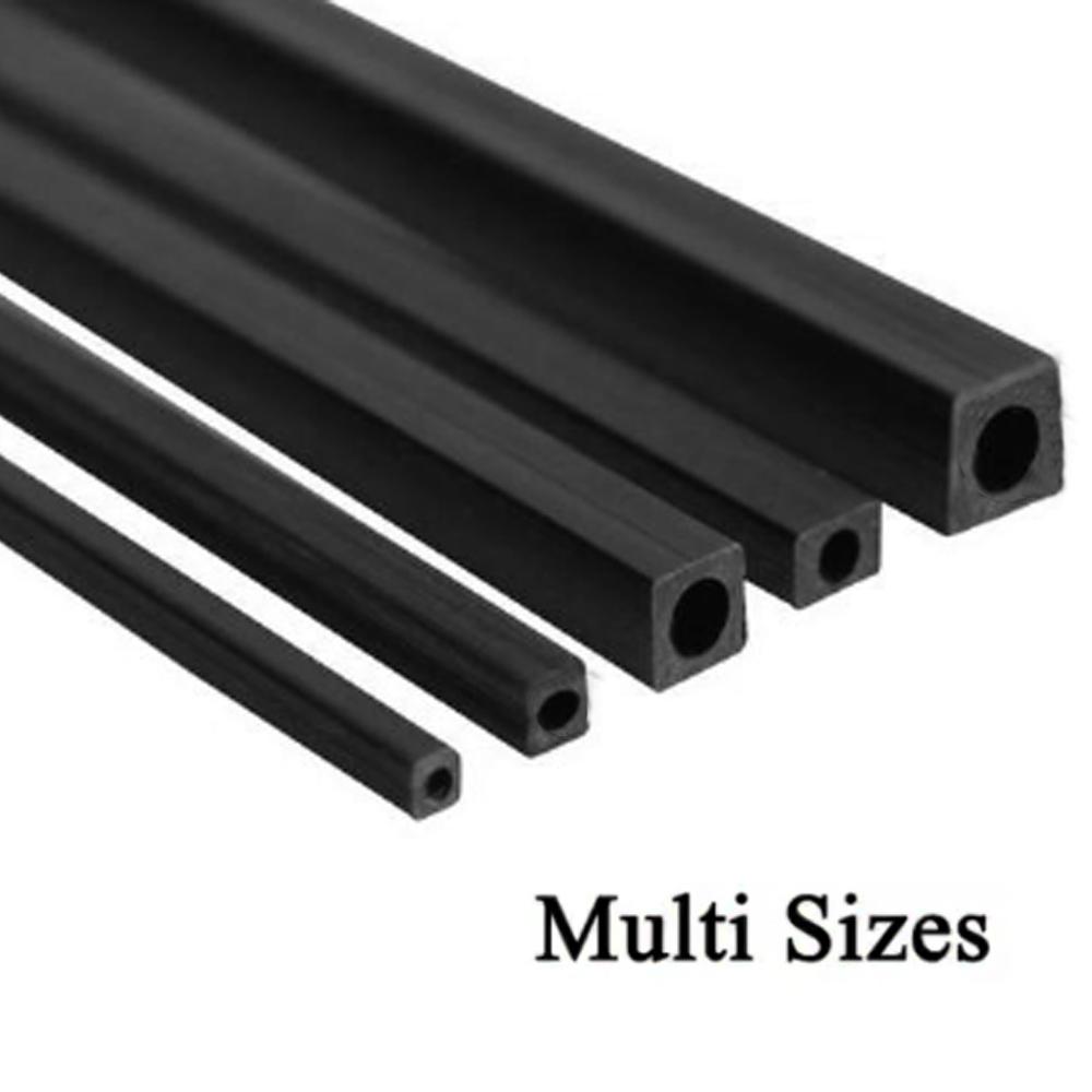1-3 uds Longitud x 500 mm Tubo Cuadrado de Fibra de Carbono 2x2x1mm 3x3x2mm 4x4x3mm 5x5x4mm 6x6x4mm 6x6x5mm 8x8x6mm 8x8x6.5mm 10x10x8mm