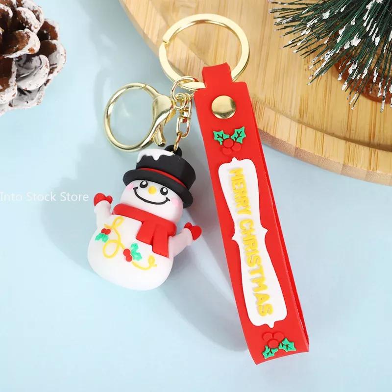 Cute Santa Claus PVC soft rubber key chain pendant cartoon snowman doll bag ornaments holiday gifts