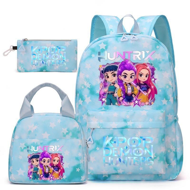 K-Pop Inspired Student Backpack Set With Shoulder Bag Pencil Case - Nylon Campus Style Teen Girls 13-inch Laptop