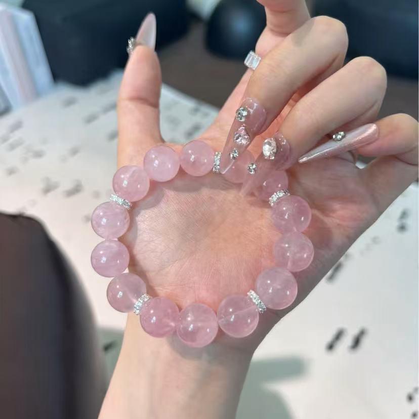 Century Sakura Natural Translucent Pink Crystal Bracelet for Women