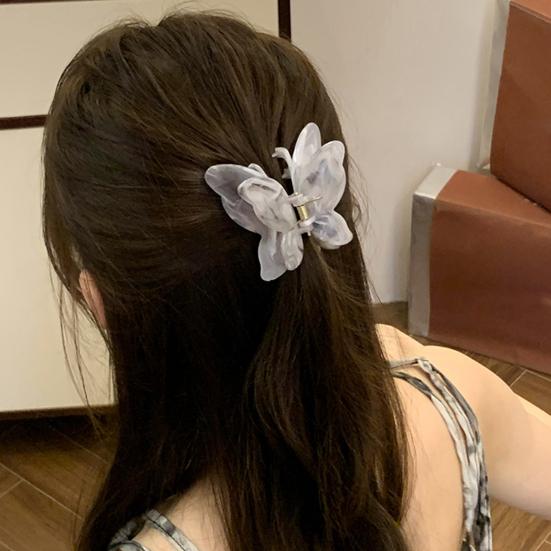 Hair Claw Medium Size Butterflies Shape Acetate Plate Hair Clip Gradient Texture Strong Grip Back Head Hair Claw Hair Accessories