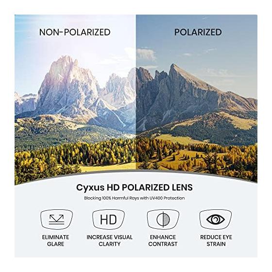 [Cyxus] Sports Sunglasses, Polarized Lenses, UV Protection, Ultra Lightweight TR90, Bicycle, Mountain Climbing, Fishing, Baseball, Golf, Running,