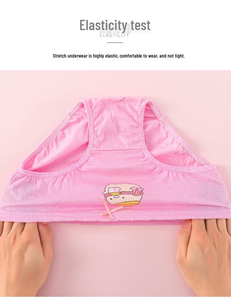 Korean Style Kids' Pure Cotton Cartoon Underwear - Medium & Large Girls' Triangle Shorts