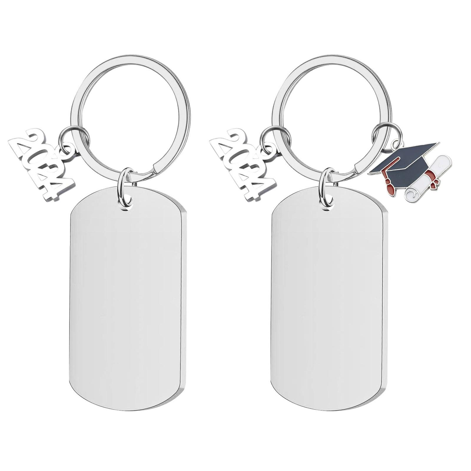 

Graduation Season Stainless Steel Tag Metal Keychain Can Be Used For Diy Engraved Commercial Key Accessories One Size
