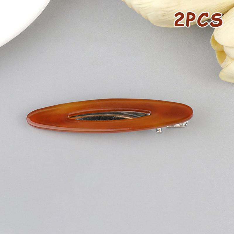 

2Pcs Oval Hollow Acetic Acid Hair Clip For Women Girls Multicolor Side Bangs Duckbill Clip Accessories