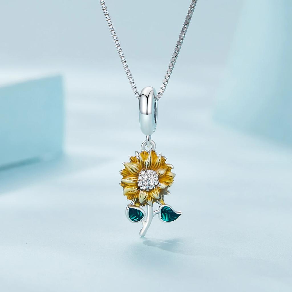 Vintage-Halskette mit Sonnenblumen-Anhänger aus 925er-Sterlingsilber für Frauen, Valentinstagsgeschenk, edler Schmuck