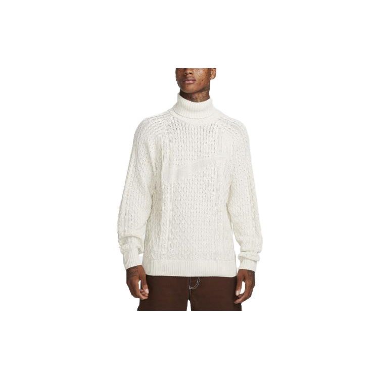 Nike Cable Knit Turtleneck Sweater Light Bone Men Tops White FB7770-072