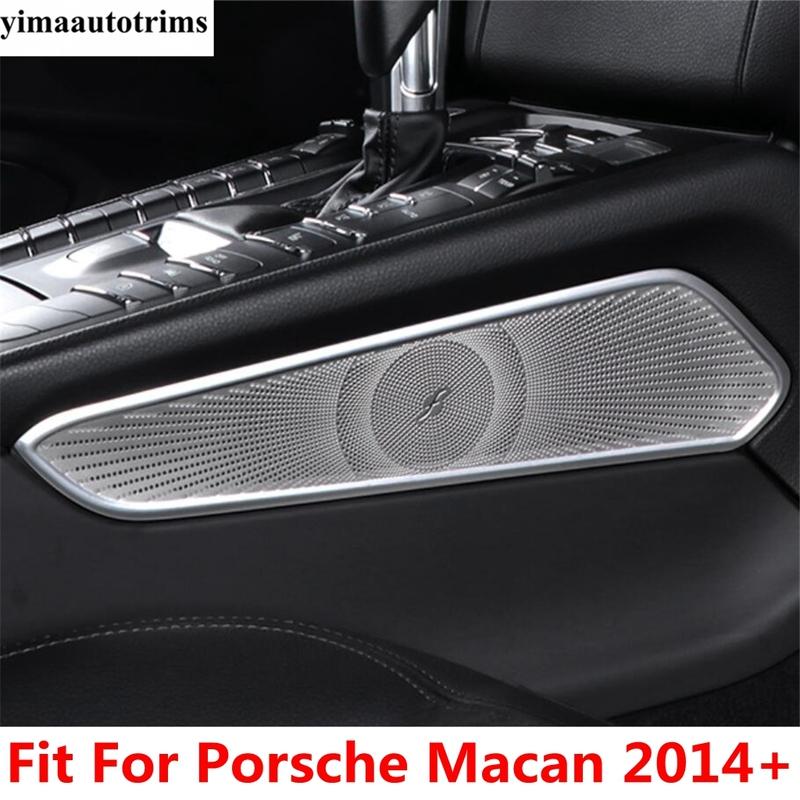 Central Control Gearbox Gear Shift Speaker Sound Panel Sequin Cover Trim For Porsche Macan 2014- Stainless Steel Accessories