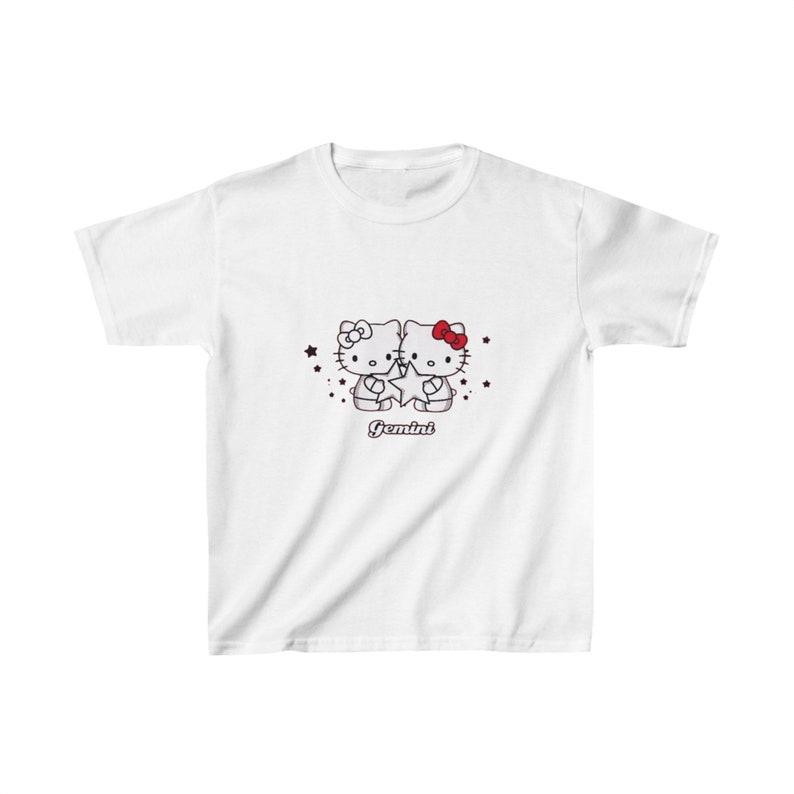 Gemini Hello Kitty Graphic Baby Tee | Y2K Baby Tee, 90s Baby Tee, Zodiac Graphic Shirt Crop, Coquette, Vintage Design 150