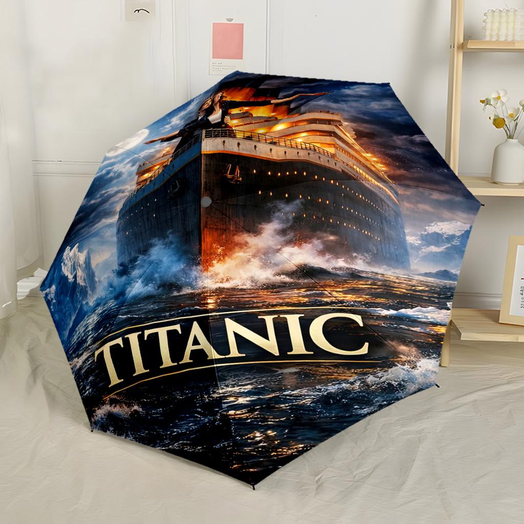 Love On The Titanic Automatic Umbrella Retractable Design with 8-Rib Durability Durable Plastic & Iron for Outdoor Daily Use Fashion Lovers