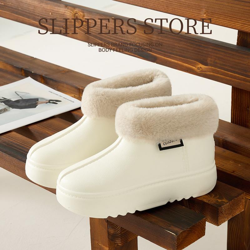 New Cotton Shoes for Homeowners, Non-slip and Warm In Winter, Fashionable Snow Boots, Piled Thickened Bag and Cotton Slippers