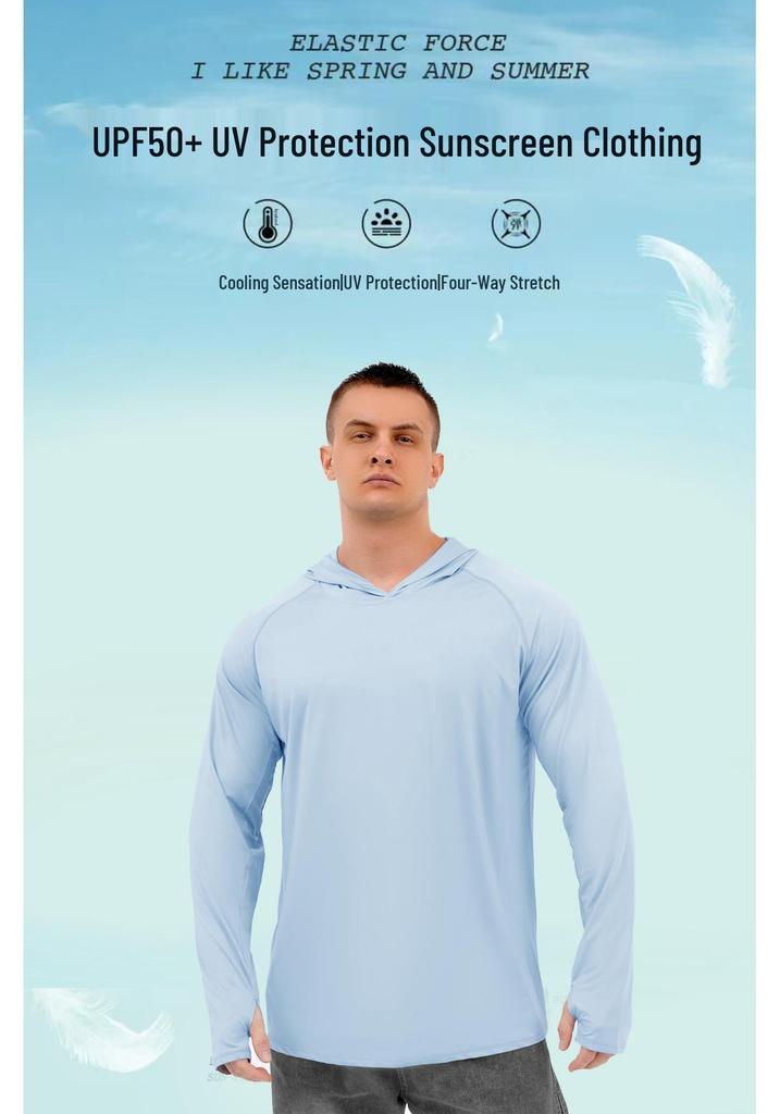 Veste à capuche fine d'été protection UV pour randonnée, alpinisme, pêche, UPF 50+