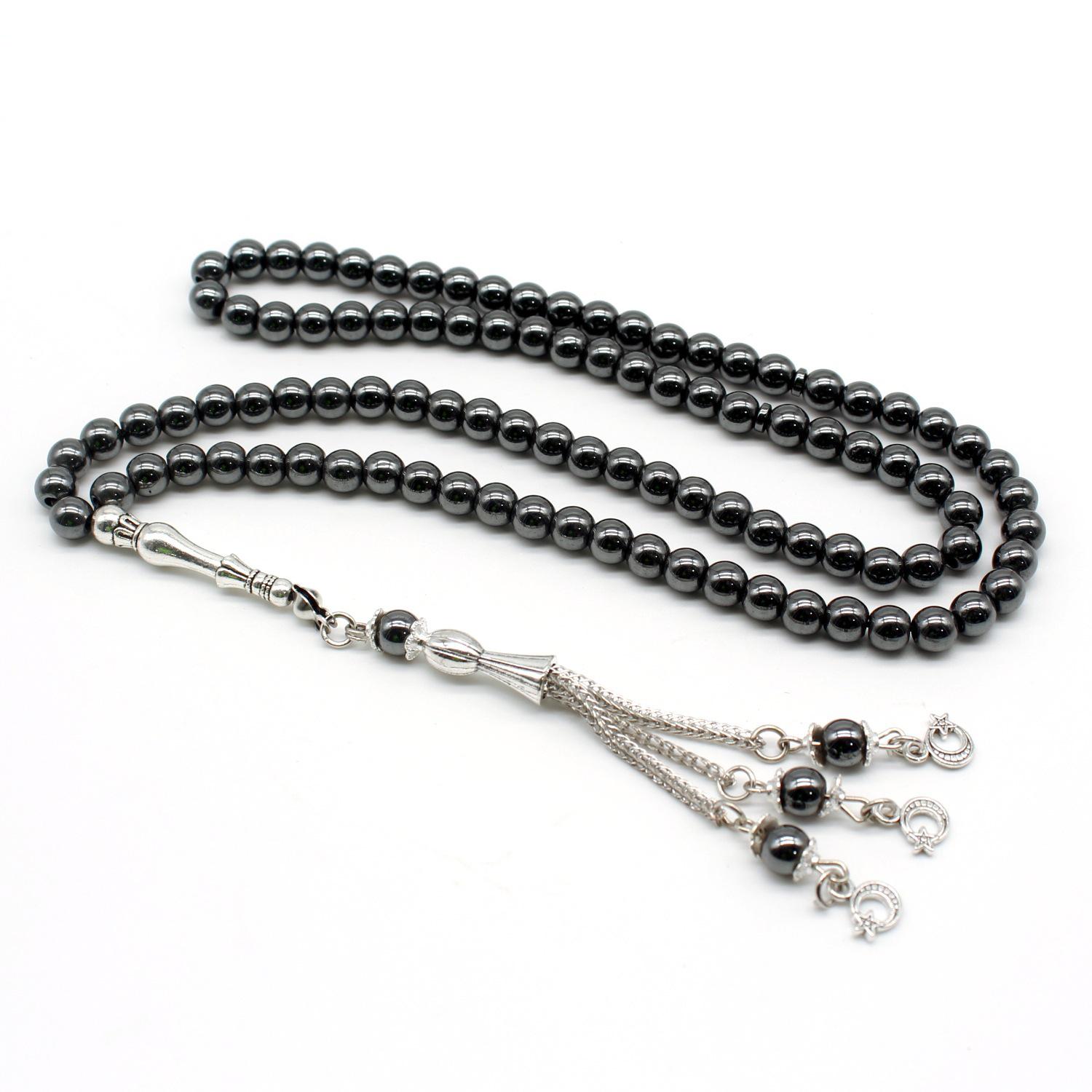 Exquisite Black Gallstone Beads Bracelet with 99 Prayer Beads 6mm