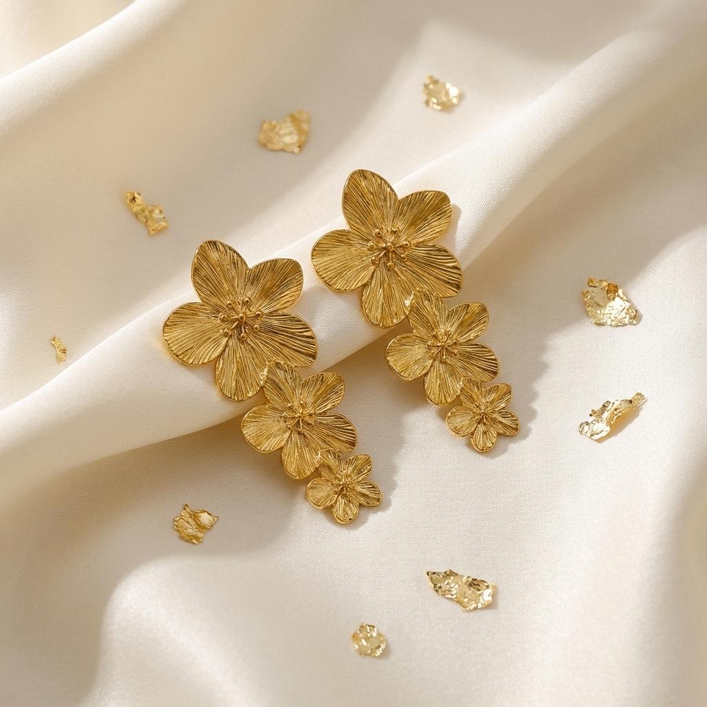 Vintage Stainless Steel Metal Flower Sunflower Stud Earrings for Women Gold Color Delicate Garland Earrings Y2K Jewelry Gifts
