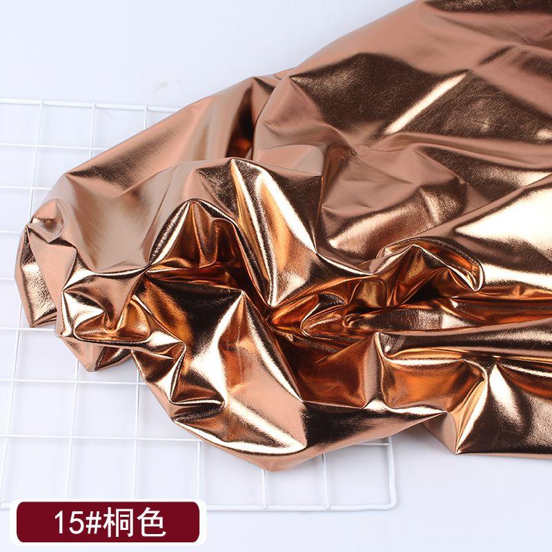 Elastic Golden Reflective Fabric By The Meter for Stage Clothes Hats Decoration Sewing Plain Bronzing Cloth Smooth Skin-friendly