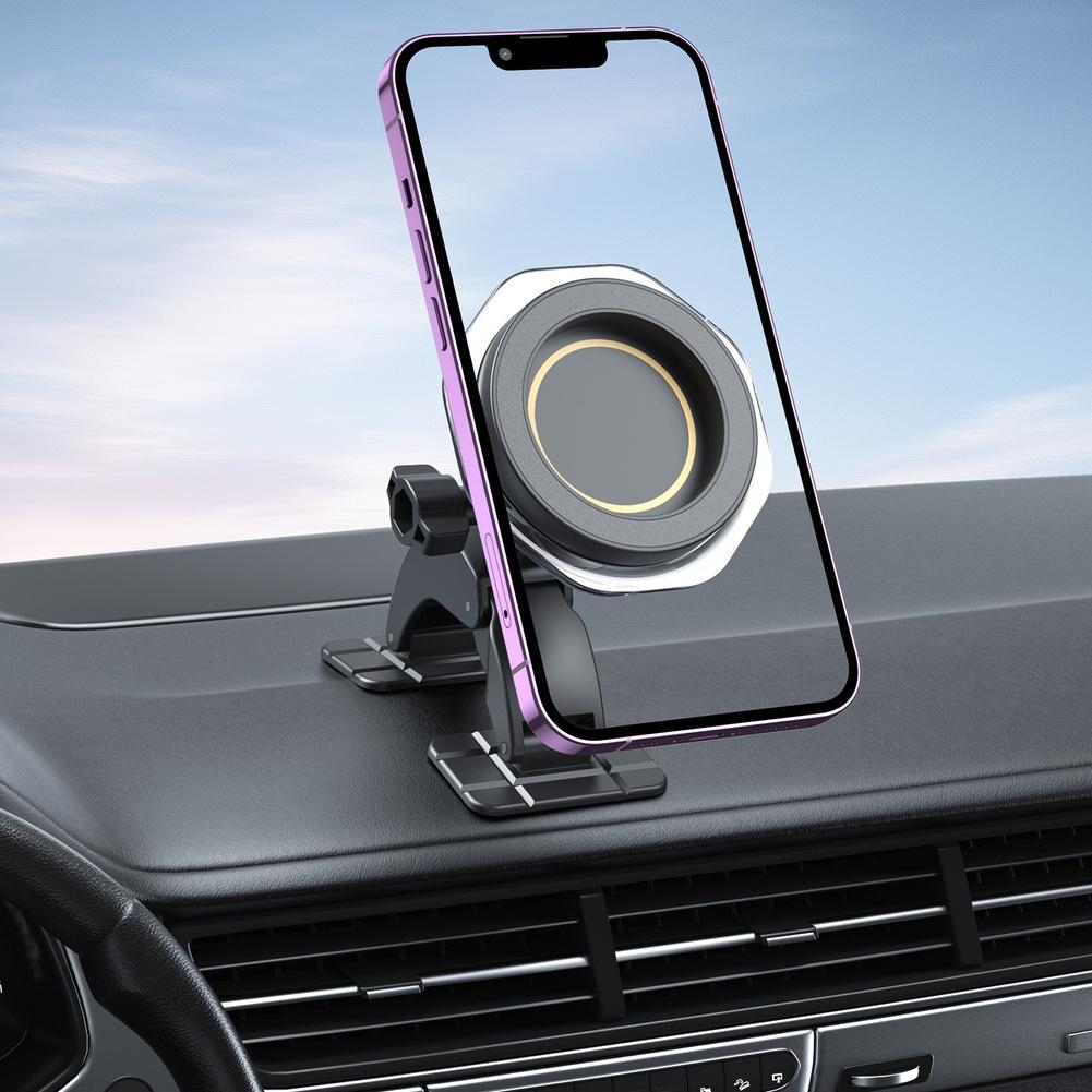 Auto Armaturenbrett Handyhalter mit faltbarem Ständer und magnetischer Halterung, entwickelt für sicheren Handygriff und Unterstützung für freihändiges Fahren
