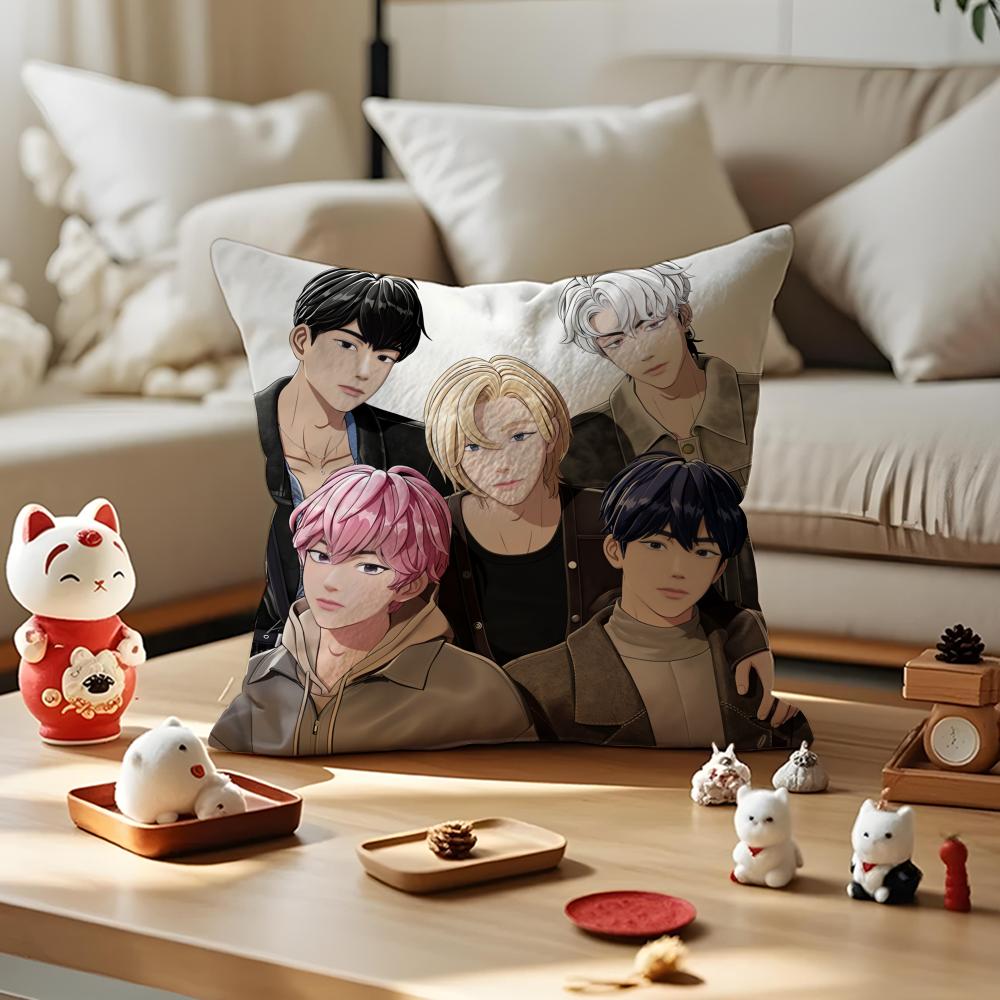 Kpop P-PLAVE Pillow Case Anti-dustmite Pillowcase Invisible Zipper Silky Short Plush Sofa Cushion Cover